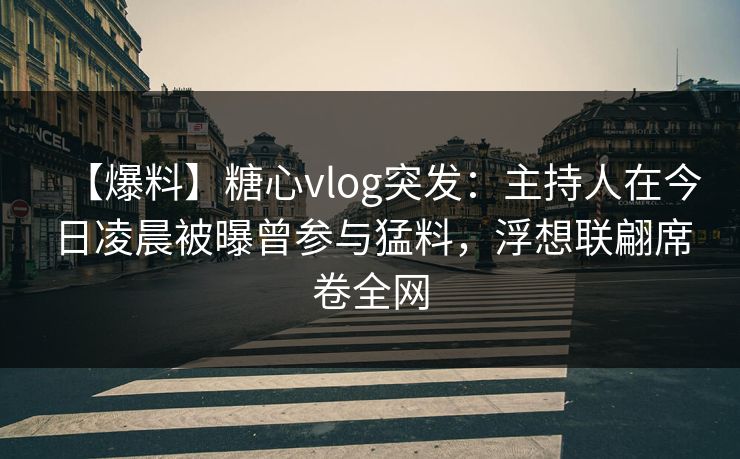 【爆料】糖心vlog突发：主持人在今日凌晨被曝曾参与猛料，浮想联翩席卷全网