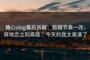 糖心vlog幕后拆解：剪辑节奏一改，异地恋立刻高级｜今天的我太离谱了