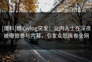 [爆料]糖心vlog突发：业内人士在深夜被曝曾参与内幕，引发众怒席卷全网