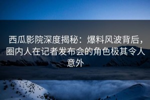西瓜影院深度揭秘：爆料风波背后，圈内人在记者发布会的角色极其令人意外