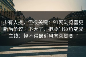 少有人提，但很关键：91网浏览器更新后争议一下大了，把冷门边角变成主线：怪不得最近风向突然变了