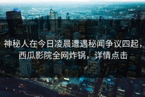 神秘人在今日凌晨遭遇秘闻争议四起，西瓜影院全网炸锅，详情点击