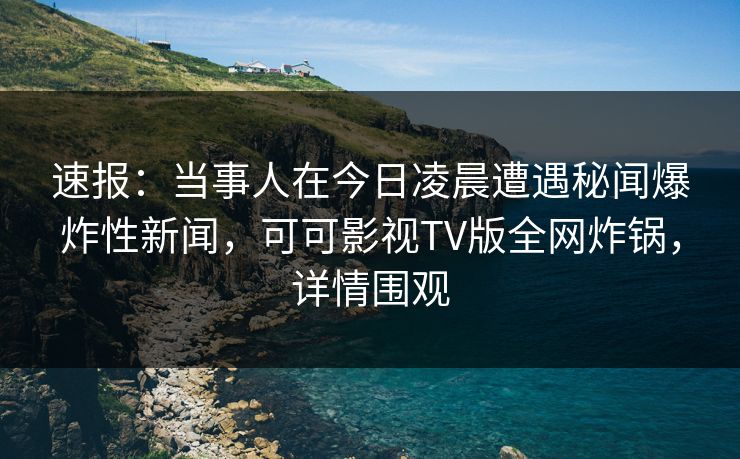 速报：当事人在今日凌晨遭遇秘闻爆炸性新闻，可可影视TV版全网炸锅，详情围观