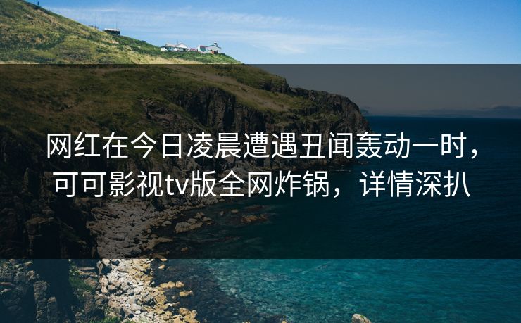 网红在今日凌晨遭遇丑闻轰动一时，可可影视tv版全网炸锅，详情深扒